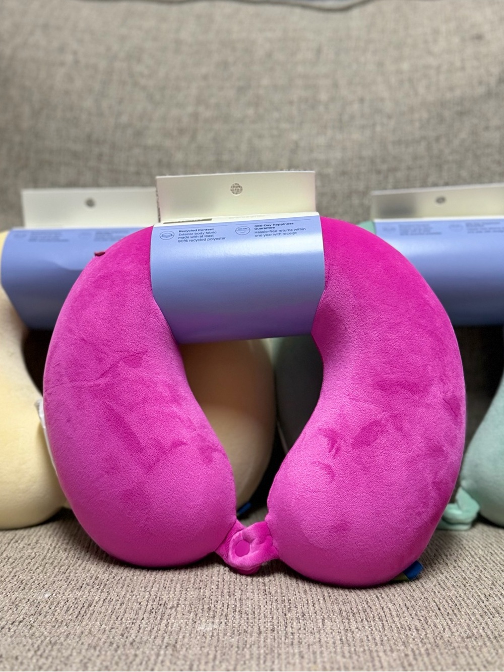 Plush Travel Neck Pillow - Bright Fuchsia Comfort